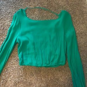 Green Open Back Crop Top